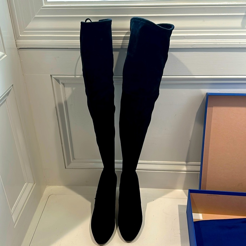 Stuart Weitzman over the knee black suede boots